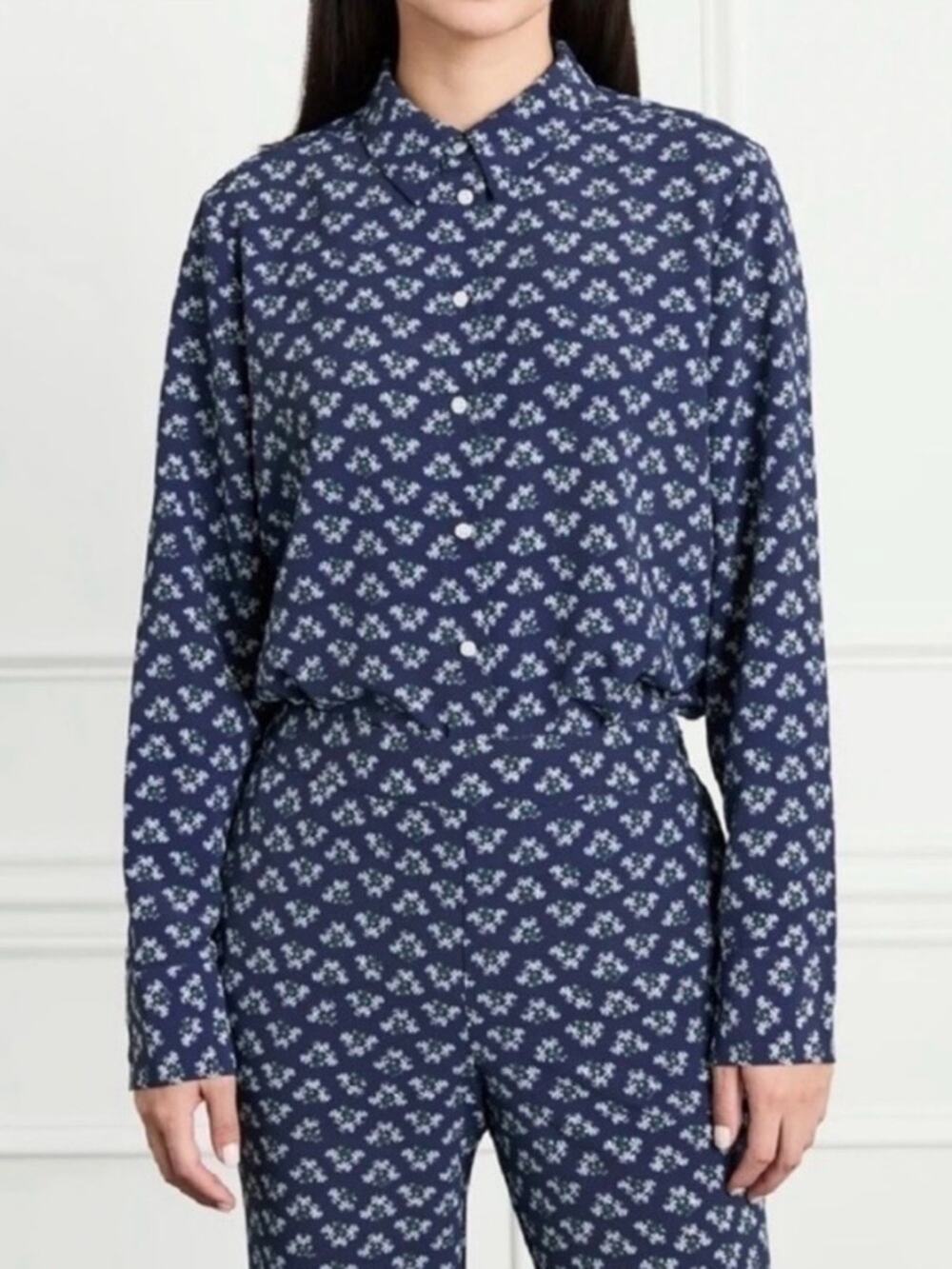 Hill House James Navy Blue Posey Floral Button Down Shirt size medium